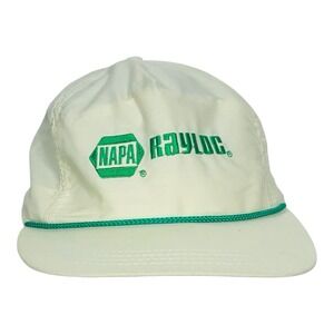 Vintage Rayloc NAPA Auto Baseball Trucker Cap White Green Clasp Back Adjustable